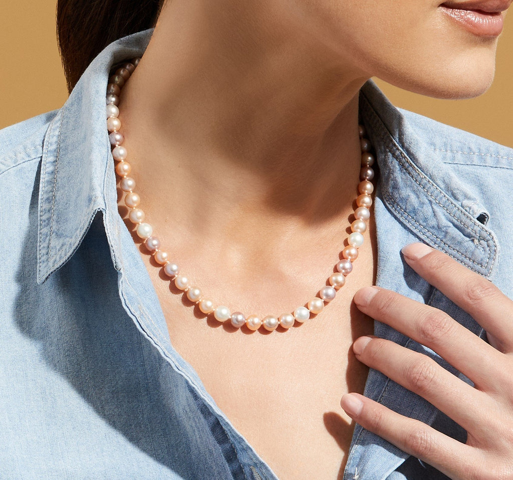 6.5-7.0mm Freshwater Multicolor Pearl Necklace- Wedding Gift - Wedding Necklace - Freshwater pearls