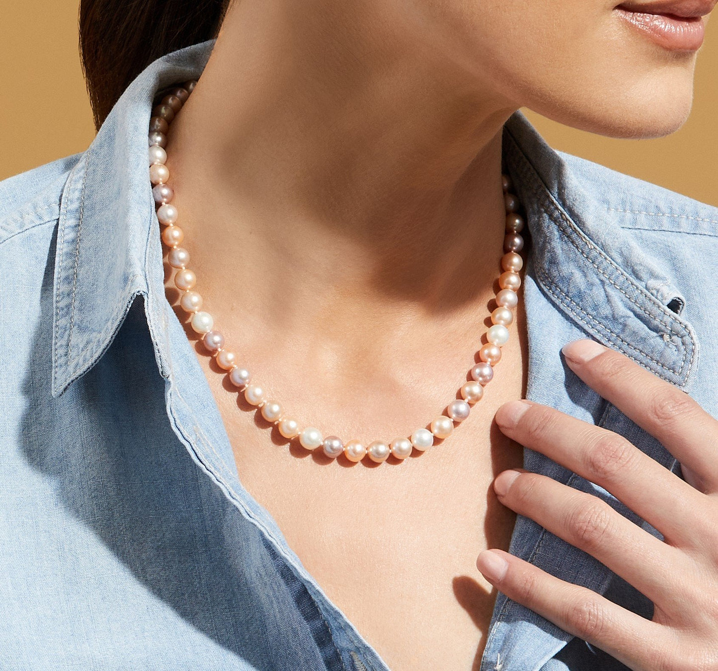 6.5-7.0mm Freshwater Multicolor Pearl Necklace- Wedding Gift - Wedding Necklace - Freshwater pearls