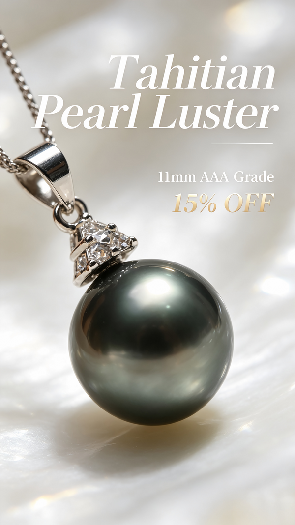 Tahitian Black Pearl Pendant Necklace, 11mm AAA Grade, S925 Sterling Silver