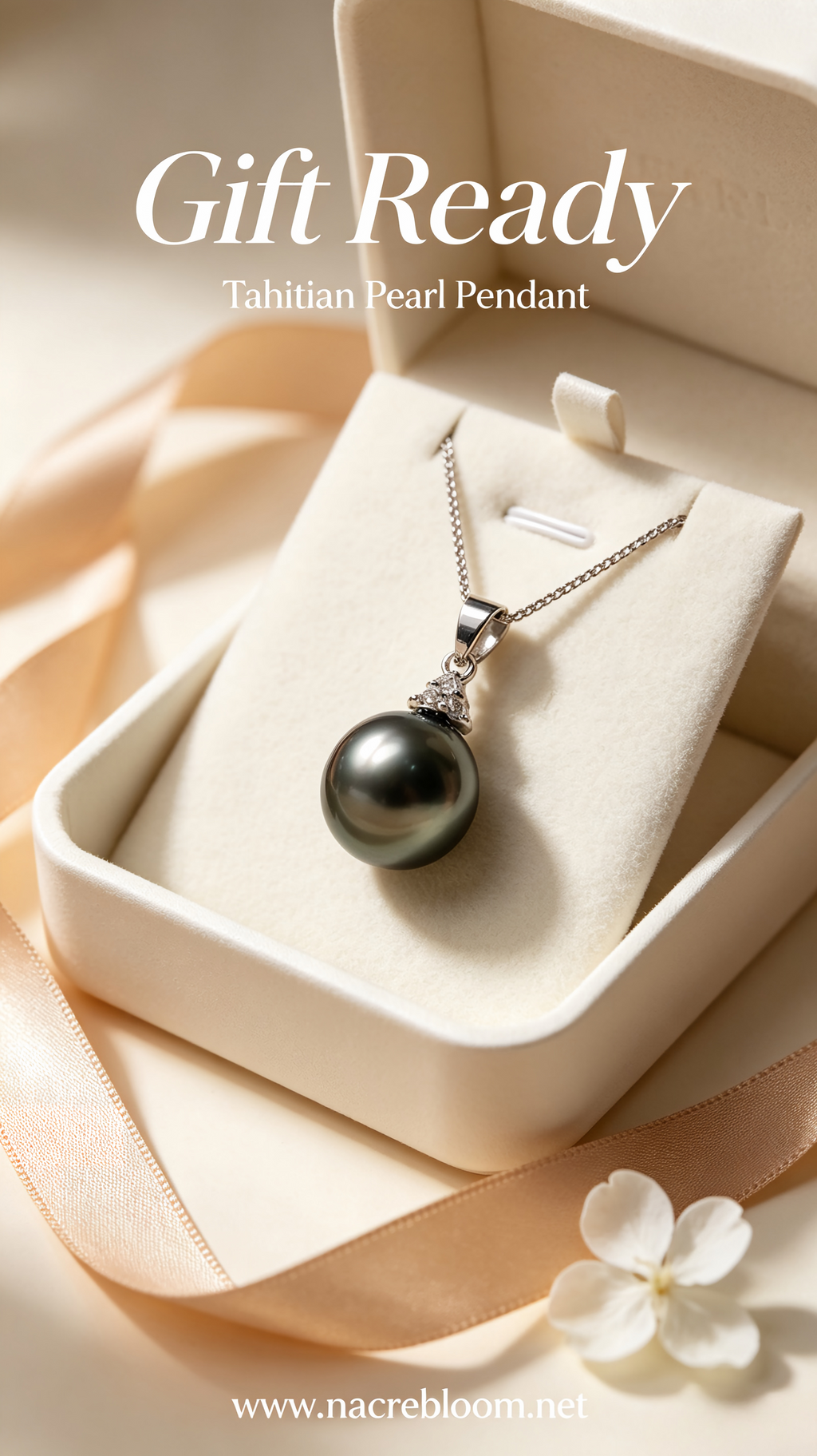 Tahitian Black Pearl Pendant Necklace, 11mm AAA Grade, S925 Sterling Silver