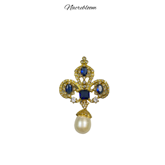 Nacrebloom Freshwater Pearl Brooch 9.5mm-10.0mm Modern Minimalist Pearl Pin