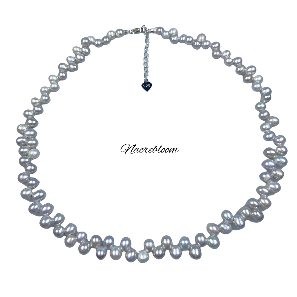 Rice-grain Gray Freshwater pearl necklace pearl necklace - AA Quality - Wedding Necklace - Wedding gift for her