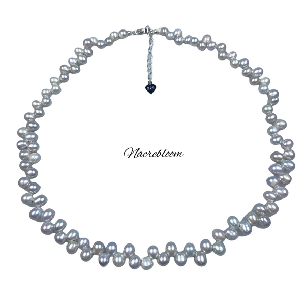 Rice-grain Gray Freshwater pearl necklace pearl necklace - AA Quality - Wedding Necklace - Wedding gift for her
