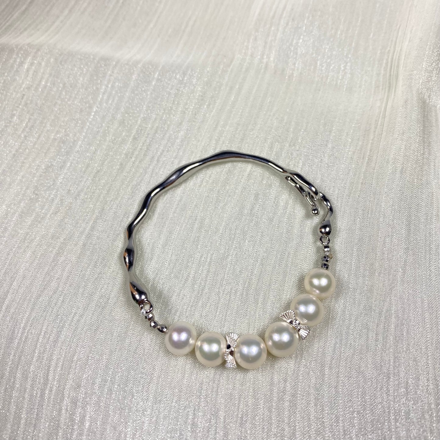 Branches Shape with 7.5-8.0mm White Freshwater Pearl Bracelet - AAA Quality-handmade pearl bracelet-S925 Silver clasps - Wedding gift