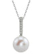 11mm AAA Round Edison Freshwater Pearl Pendant Necklace Dangling Diamond Pendant